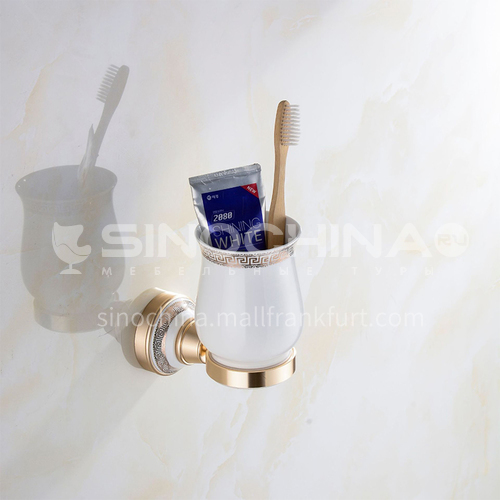 Bathroom champagne gold space aluminum ceramic base single cup toothbrush holderMY-9102